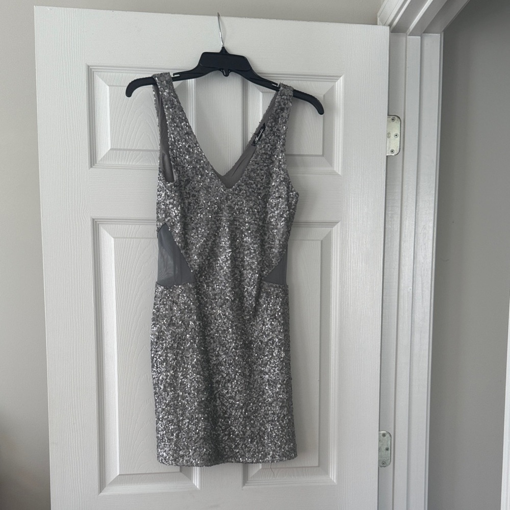Marineblu Sparkling Silver Mini Dress